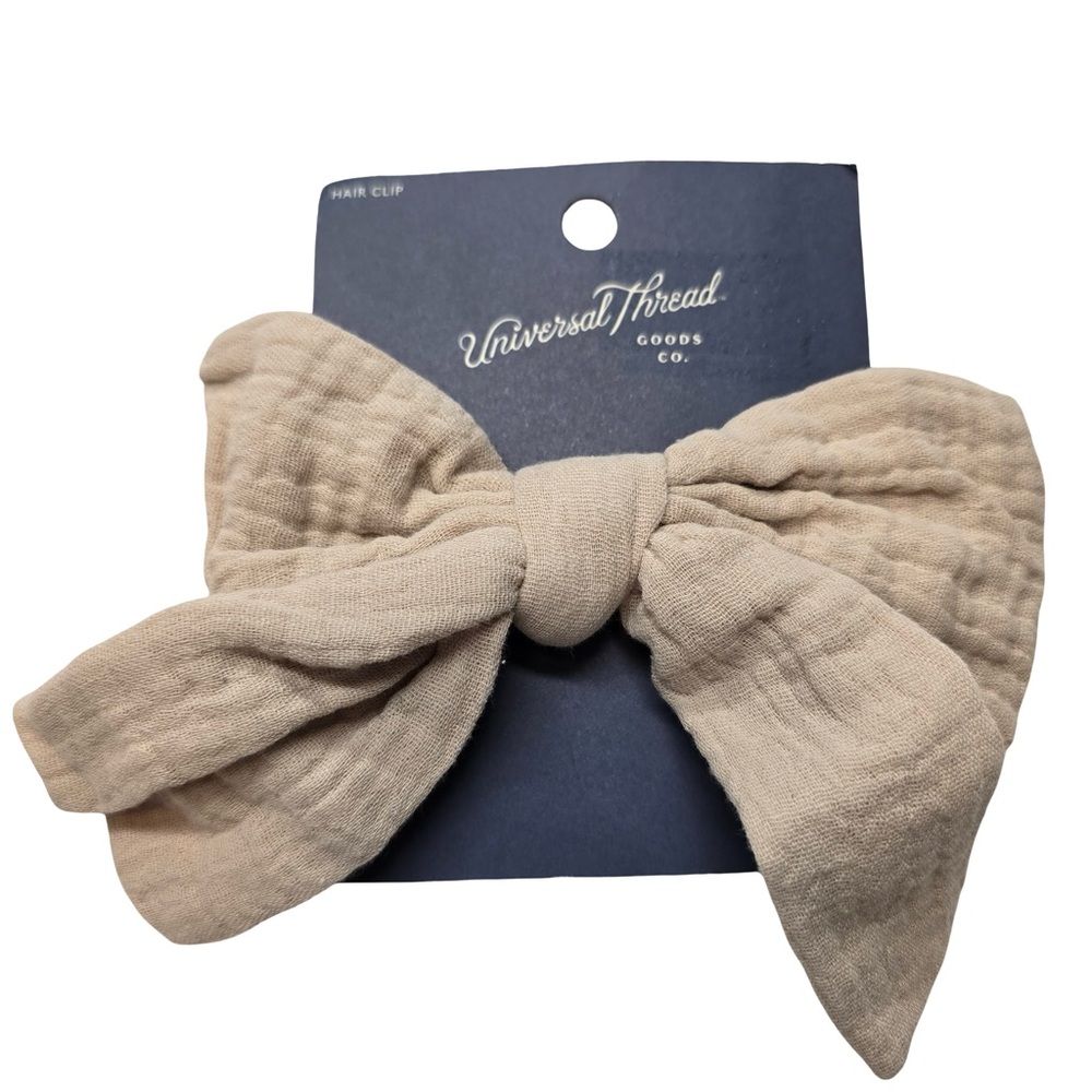 Universal Thread Bow Hair Clips‎ Textured Fabric Neutral Red Tan Set - Picture 4 of 4